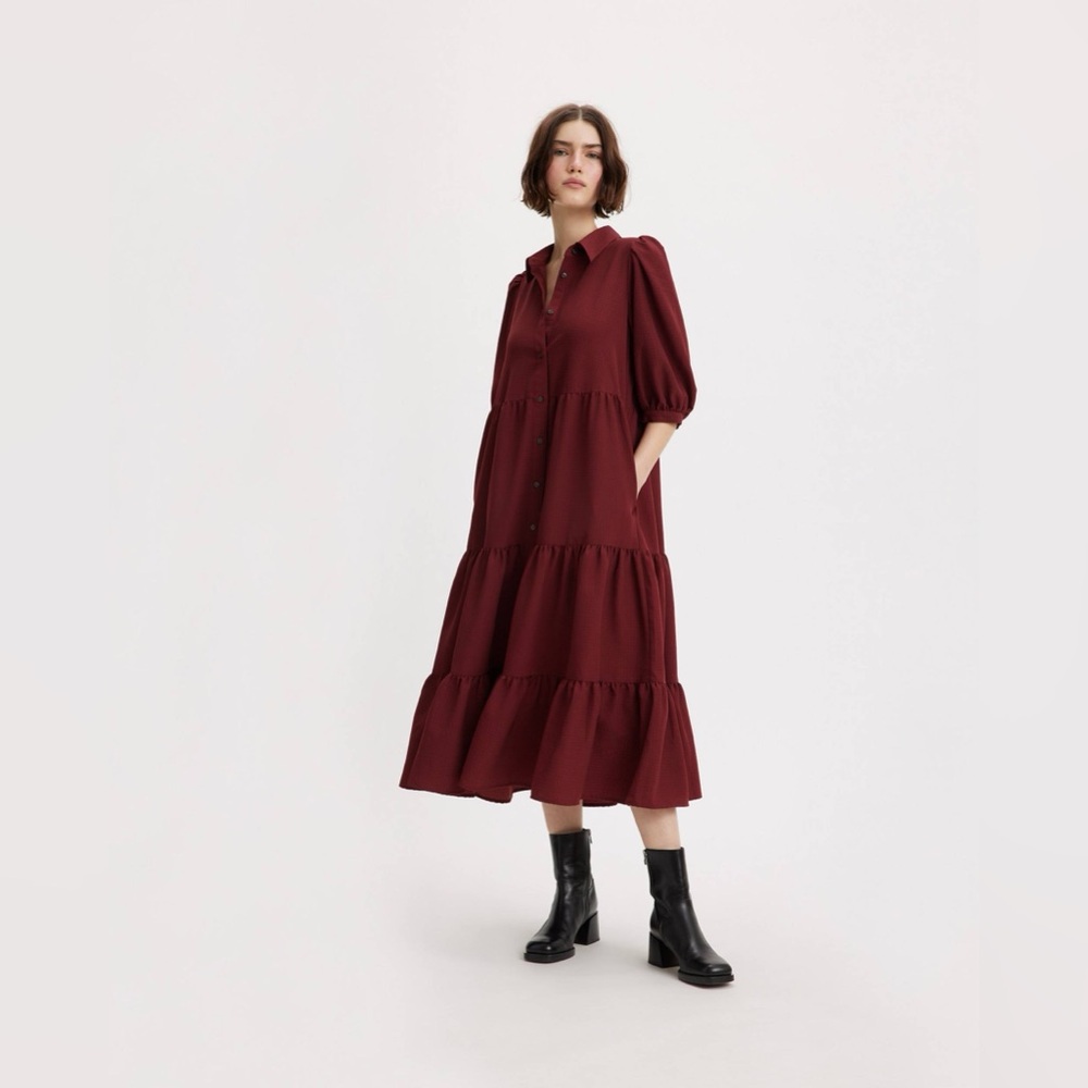 Levi's Red Button-Up Midi Dress